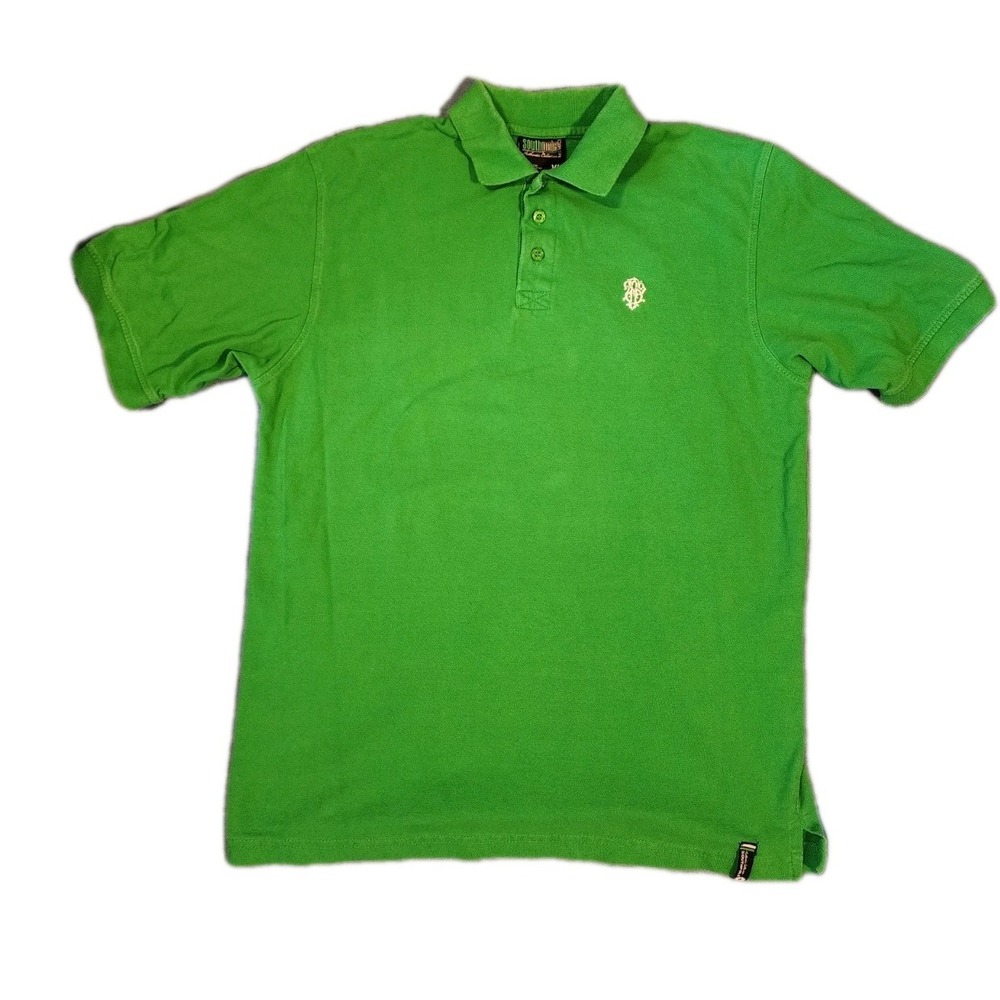 Y2k Southpole Polo Shirt Men's XL Green 100% Cotton Logo Short Sleeve Vintage